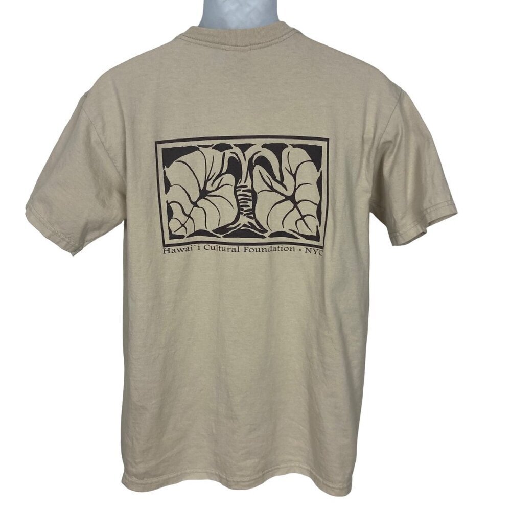 Vintage Y2K Hawaii Cultural Foundation New York T Shirt Adult Medium Beige